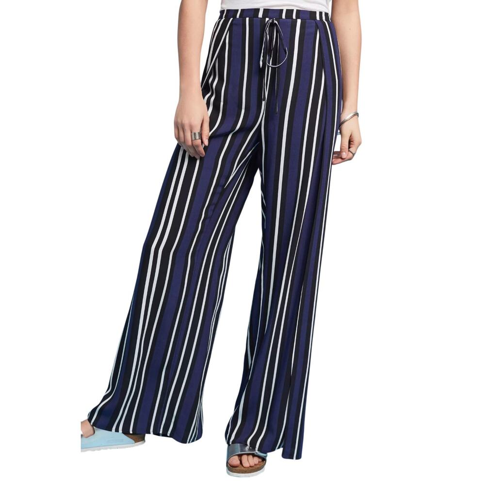 Anthropologie Maeve Striped Wide Leg Pants Women's Medium Resort Coastal Slit